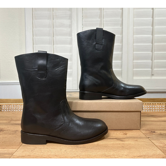 Free People Easton Equestrian Ankle Boot Black Leather Upper Size 9 US 40 EU NIB - Picture 3 of 16